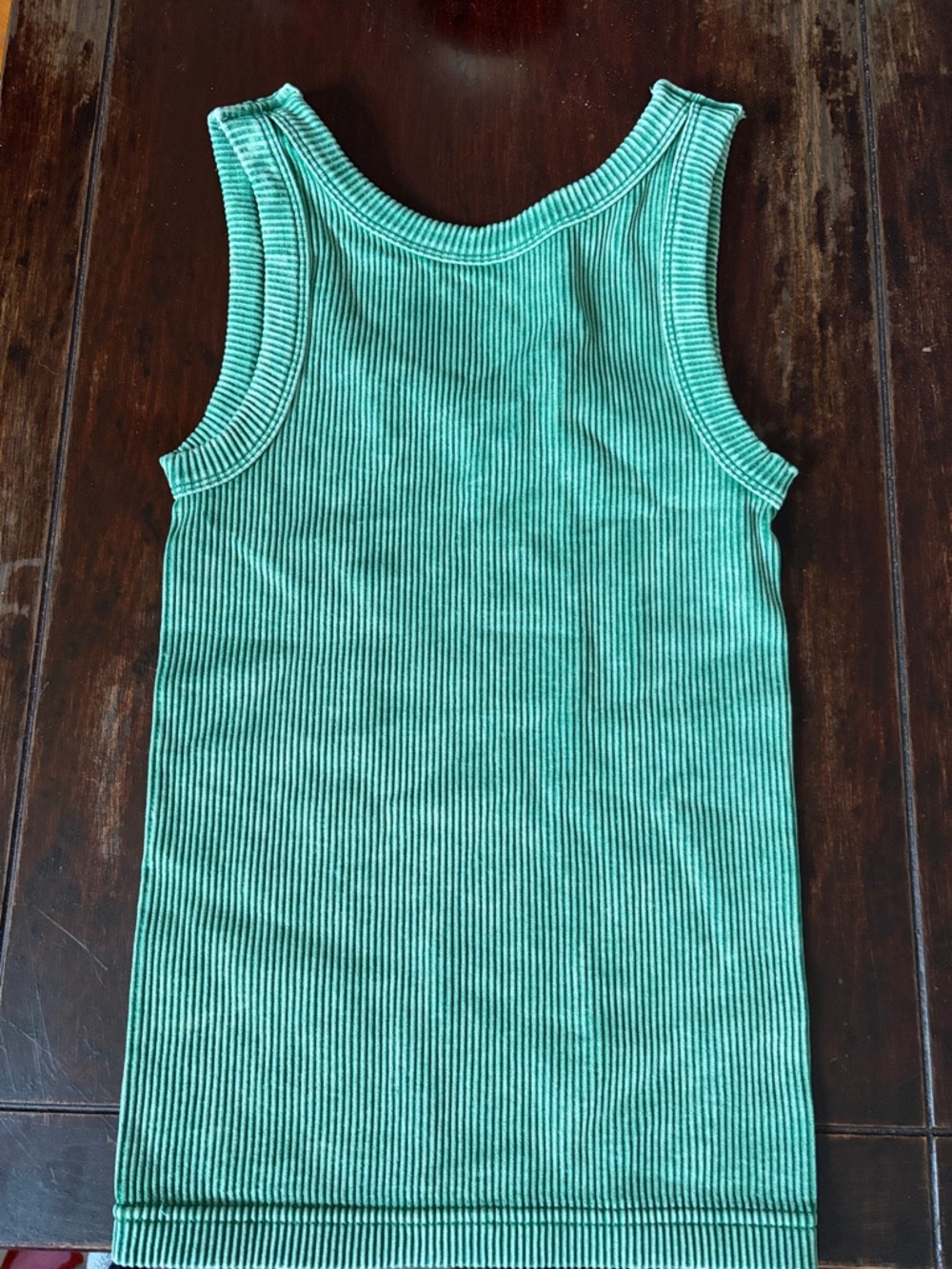 Green Ribbed Tank Top - Picture 2 of 3